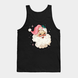 Retro Santa Claus Mid Century Modern Cute Pink Santa Sparkles Tank Top